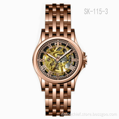 Customized Man Watch Water Proof Stainless Steel Skeleton Movement Men Wrist Watch